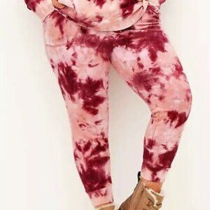 NWOT✨Torrid Burgundy Tie Dye Fleece Crop Active Joggers - SIZE 2X